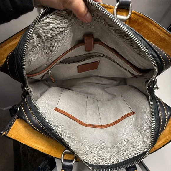 Black Leather Computer Tote Shoulder Bag - Picture 11 of 14